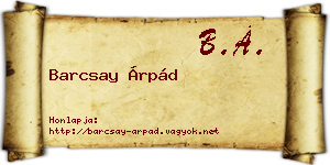 Barcsay Árpád névjegykártya