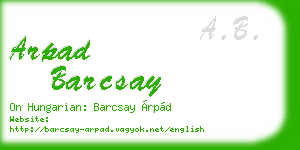 arpad barcsay business card